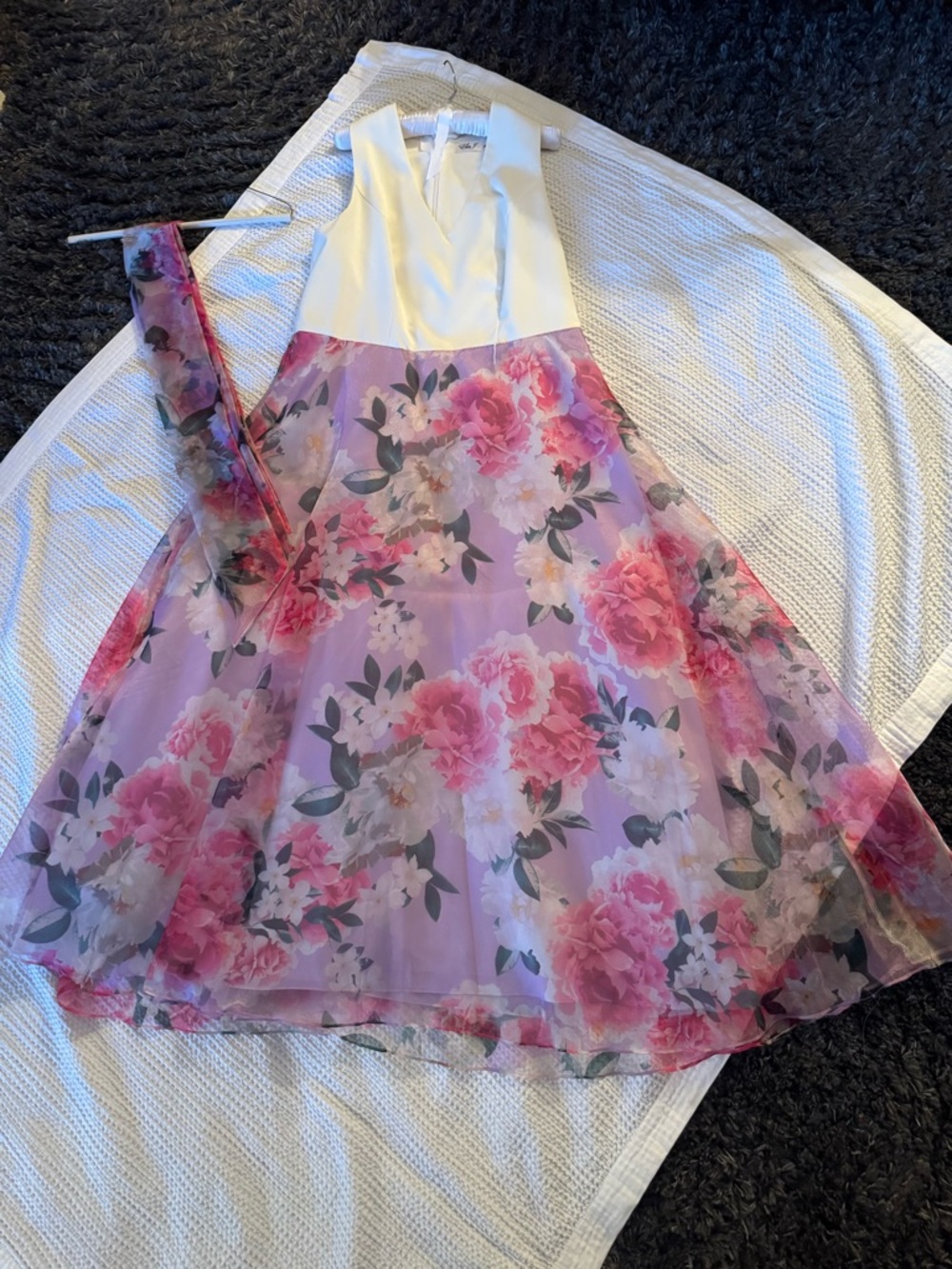 Eliza J Satin Ivory Dress Top